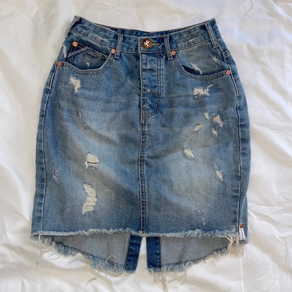 One Teaspoon 100% Cotton 2020 High Waist Denim Skirt